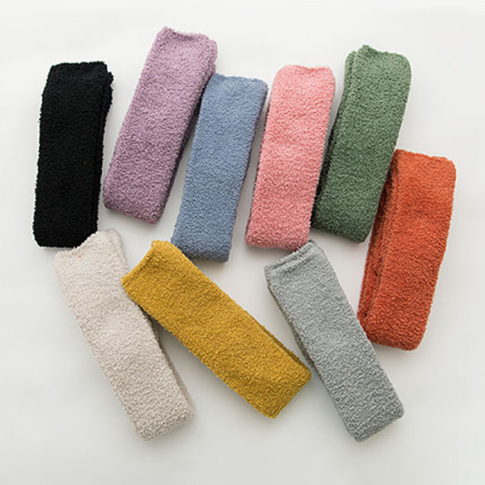 New Soft Coral Fleece Stockings Women Winter Solid Color Warm Thigh High Stockings Home Keep Warm Over Knee High Long Socks