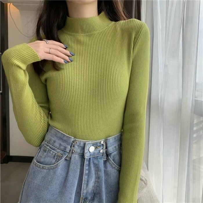 New Knitting Pullover Sweater Long Sleeve Bottom Shirt Slim Turtleneck Sweaters