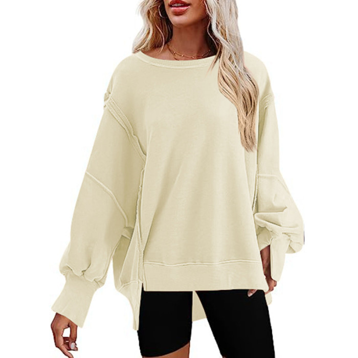 Women Sweatshirt Round Neck Pullover Long Sleeve Tops Casual Streetwear Autumn