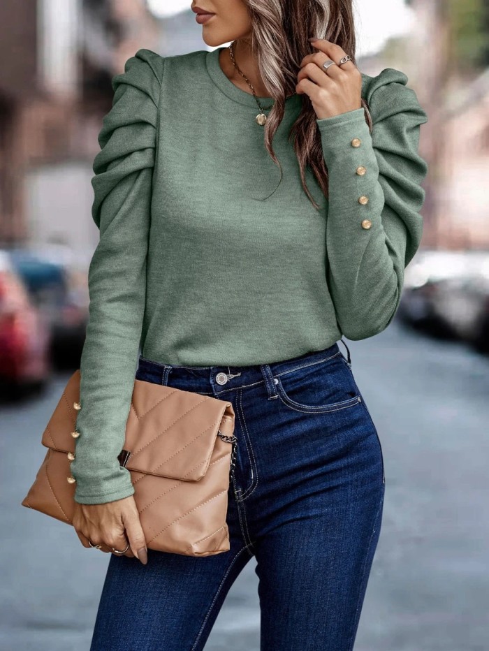Women's Sweater High Stretch Cashmere Crew Neck Pullover Top T-Shirts