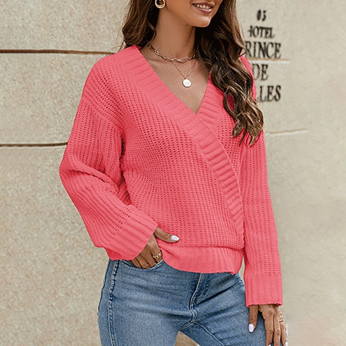 Long Sleeves Tops Womens Pullover Knitted Knit Crop Loose Sweater