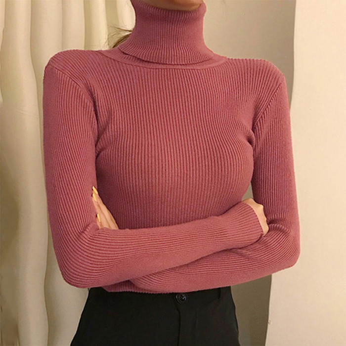 New Knitting Pullover Sweater Long Sleeve Bottom Shirt Slim Turtleneck Sweaters