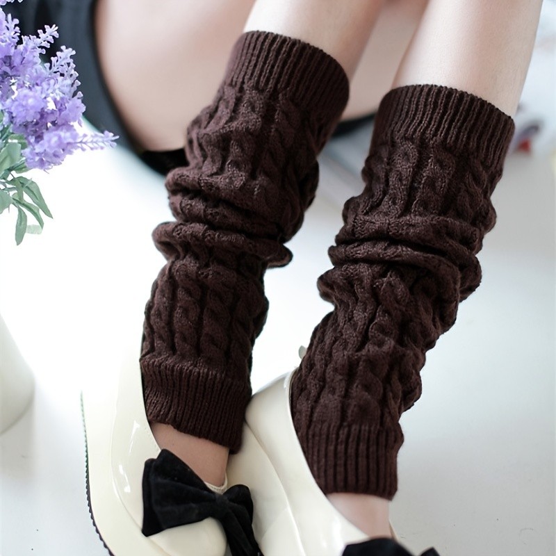 Thermal Knitted Leg Warmer, Cute Knee High Socks, Winter Preppy Style Thermal Baggy Leg Warmer