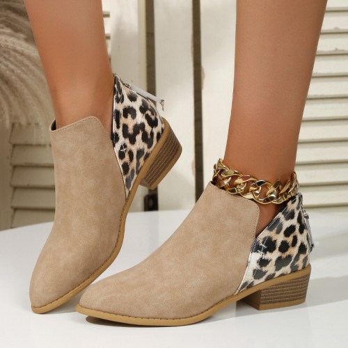 Fashion Women Retro Ankle Boots Leisure Leopard Ankle Boots Comfortable Ladies Boots