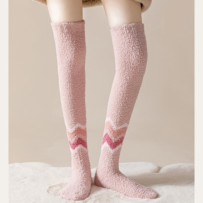 Thigh High Socks ,Thick Coral Fleece Stockings ,Women Thicken High Knee Socks Leg Winter Warm Long Socks