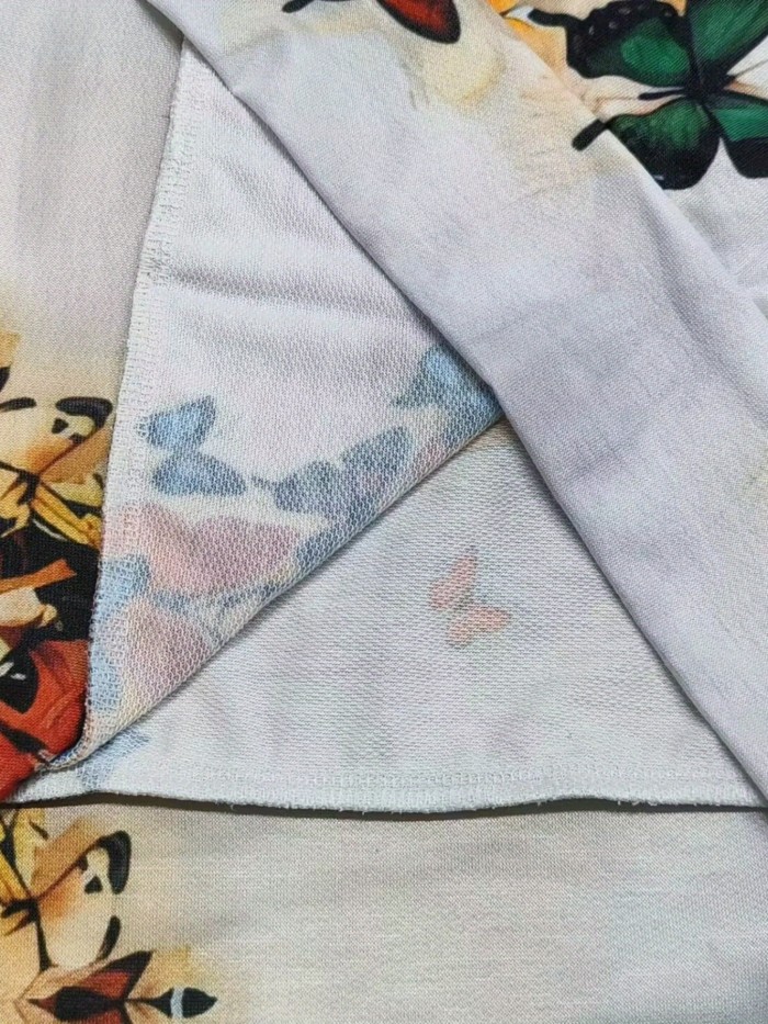 Butterfly Print Kangaroo Pocket Hoodie, Casual Long Sleeve Drawstring Hoodie Sweatshirt, Women's Clothing