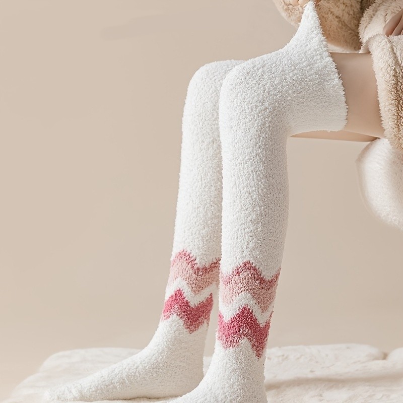 Thigh High Socks ,Thick Coral Fleece Stockings ,Women Thicken High Knee Socks Leg Winter Warm Long Socks