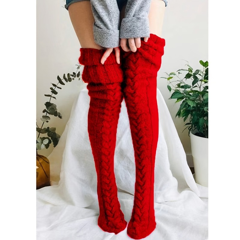 Knit Leg Stocking Thigh Long Warmers Knee Cable Women Boot Socks Over Socks For Women