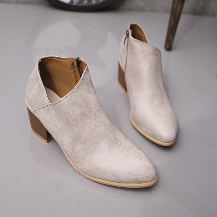 Women Shoes Retro High Heel Ankle Boots Female Casual Booties Feminina Plus Size 43