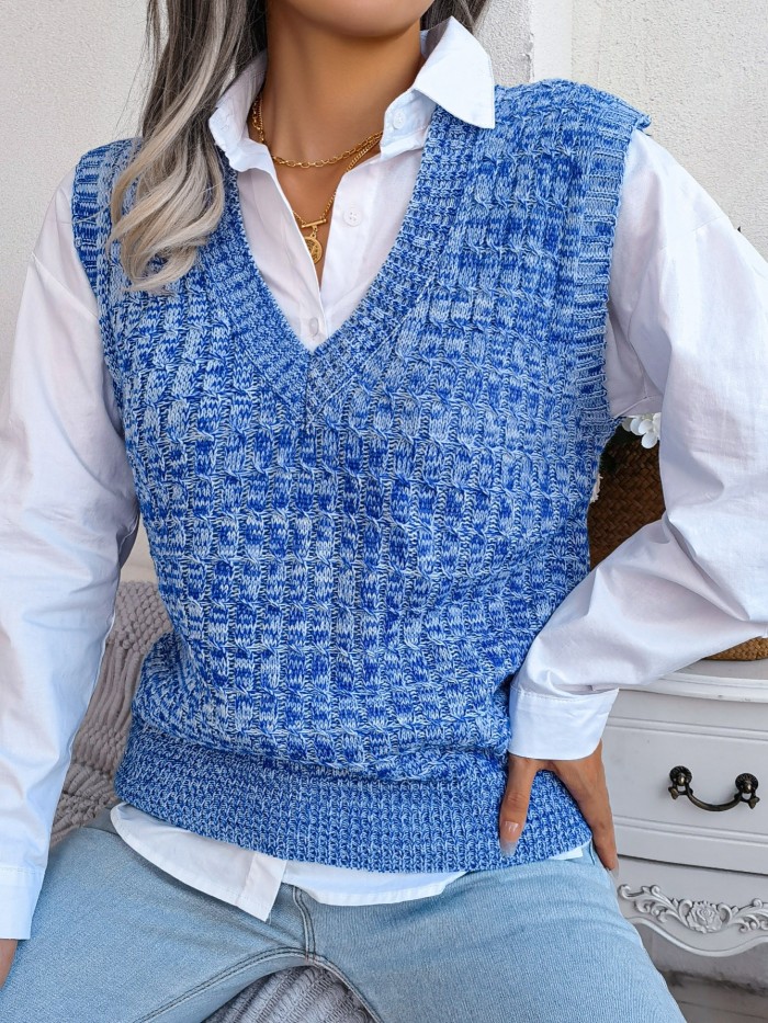 Women's Sweaters Casual Solid V-neck Vests