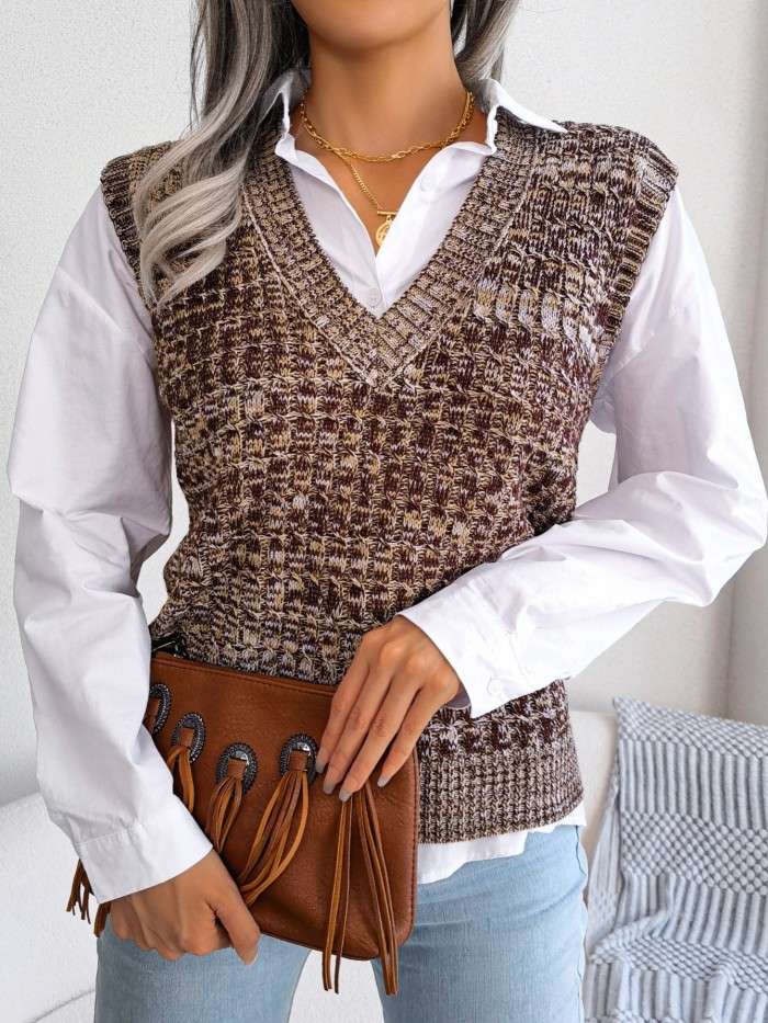 Women's Sweaters Casual Solid V-neck Vests