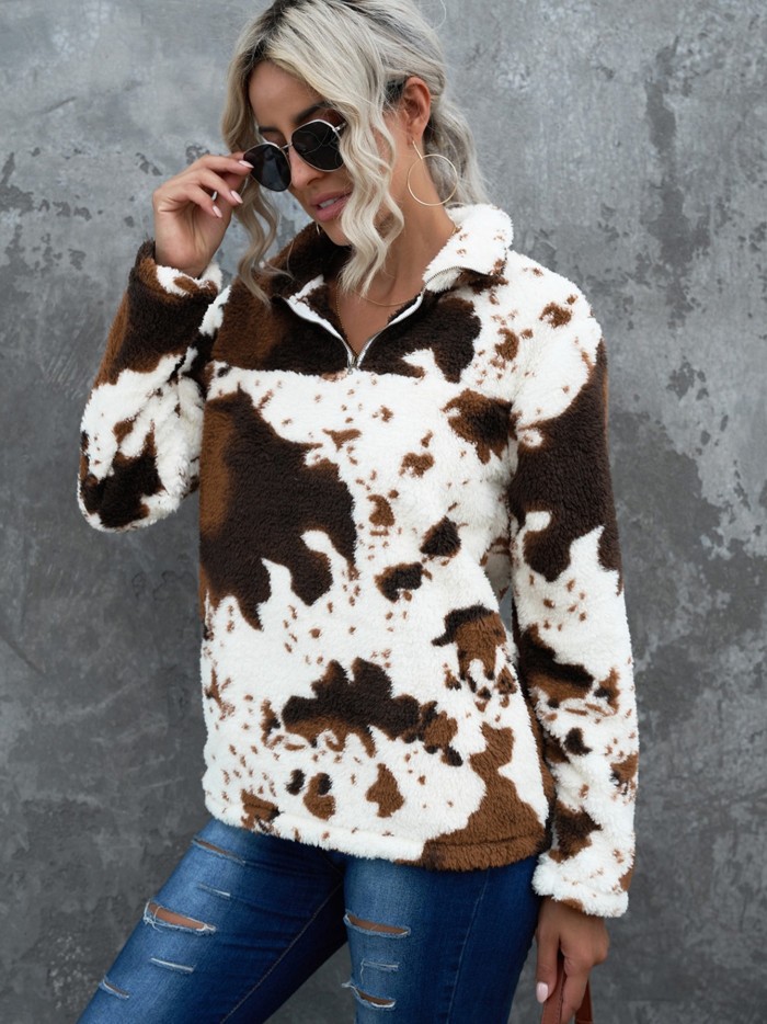 Women's Sweatshirt Women's Casual Cow Print Long Sleeve Pullover