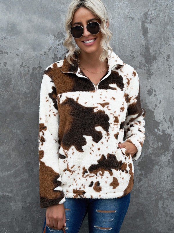 Women's Sweatshirt Women's Casual Cow Print Long Sleeve Pullover