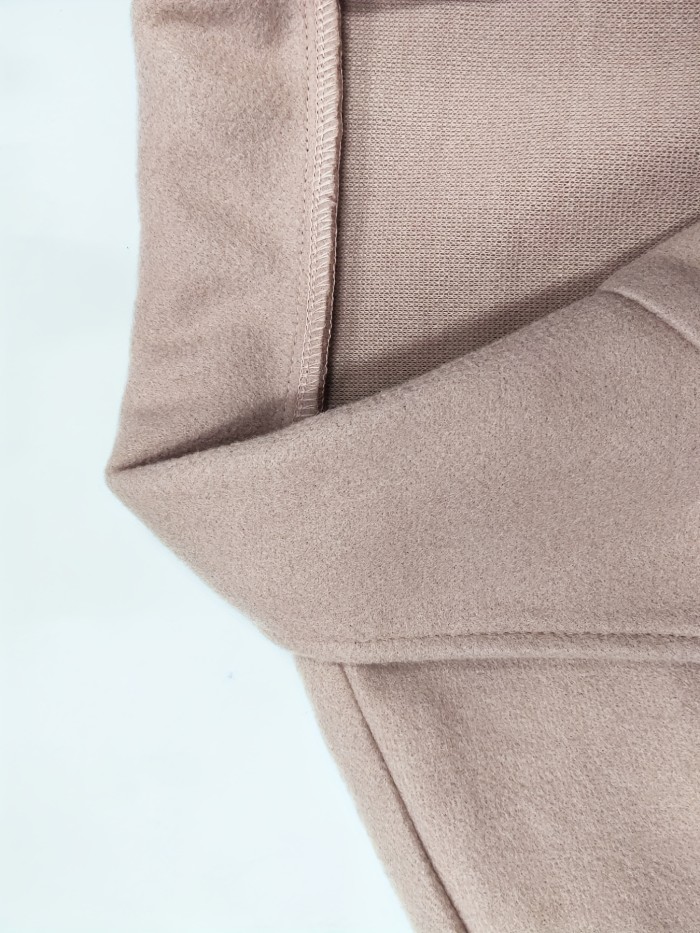 Plus Size Elegant Coat, Women's Plus Solid Long Sleeve Lapel Collar Single Breasted Longline Overcoat