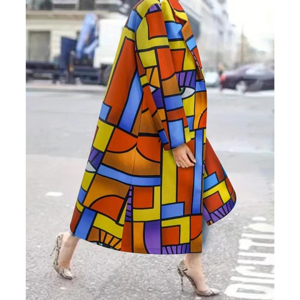 Plus Size Geometric Collared Jacket
