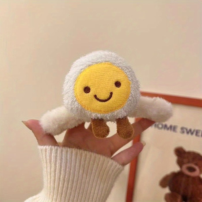 Cute Fried Egg Plush Doll Hair Claw Non-slip Ponytail Holder Shark Claw Hair Accessories For Women Girls