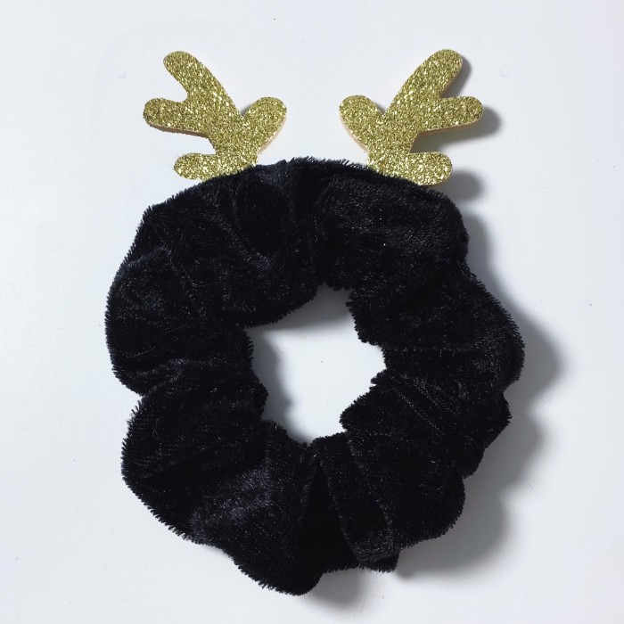 1pc Christmas Scrunchies Glitter Deer Antlers Hair Tie Velvet Hair Rope Elastic Ponytail Holder Hair Ties Autumn Winter Hair Accessories For Women Girls Gifts