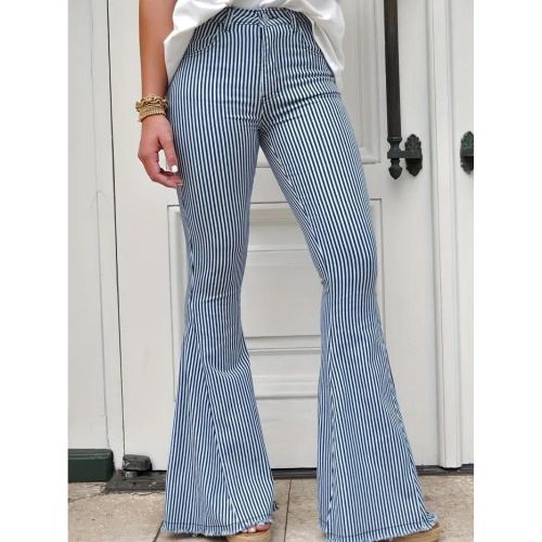 Women's Pants High Pinstripe Flare Pants