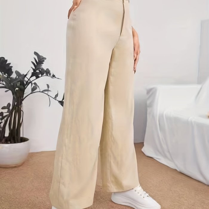Straight Leg Trouser, High Waist Casual Pants, Women's Clothing