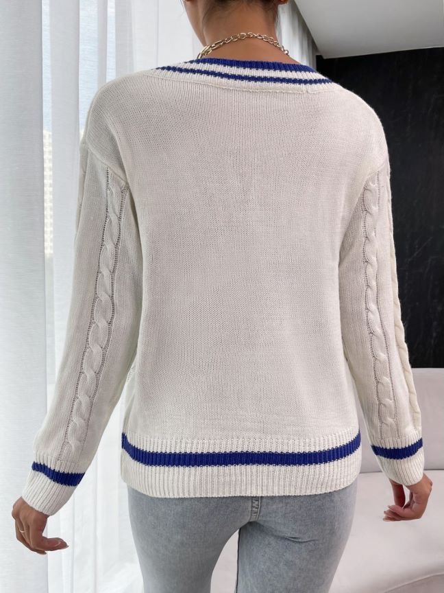 Women's Casual Fashion Loose Elegant V-Neck Sweater Tops