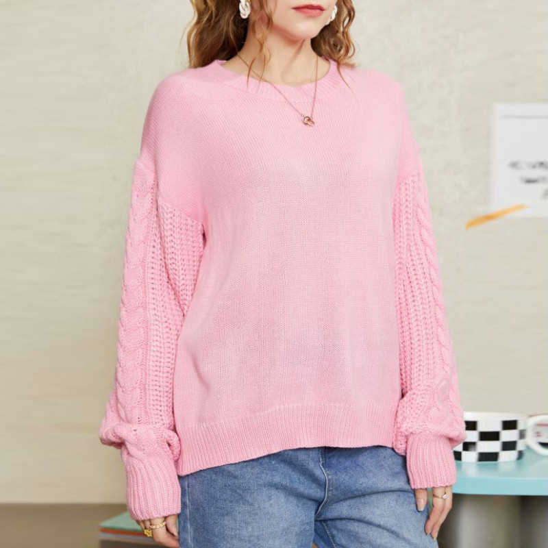 Women's Fashion Loose and Comfortable Round Neck Retro Knitted Sweater