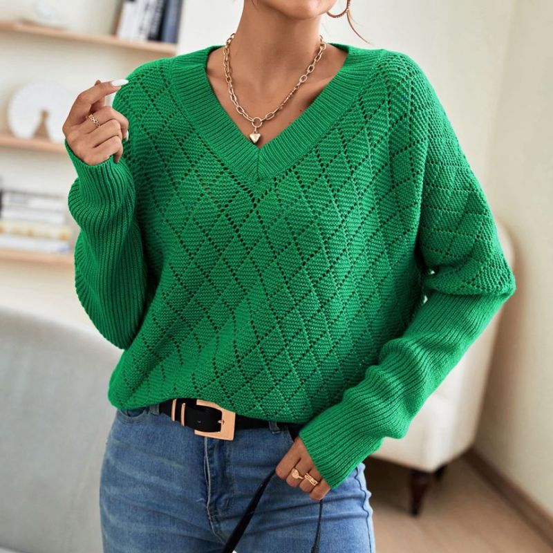 Women's Loose Simple Solid Color Versatile Knitted Casual Sweater