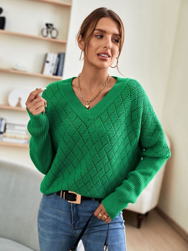 Women's Loose Simple Solid Color Versatile Knitted Casual Sweater