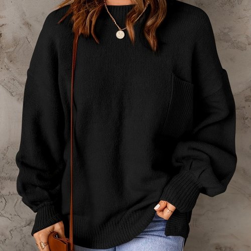 Women's Sweater Casual Solid Crew Neck Long Sleeve Loose Fall Winter Sweater