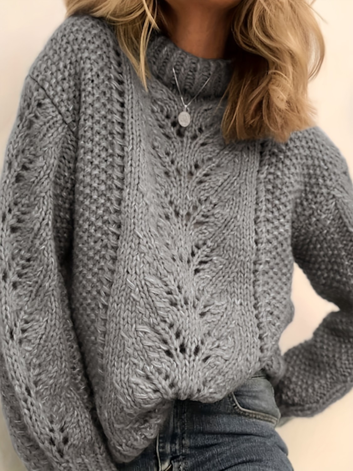 Solid Crew Neck Knit Pullover Sweater, Casual Long Sleeve Fall Winter ...