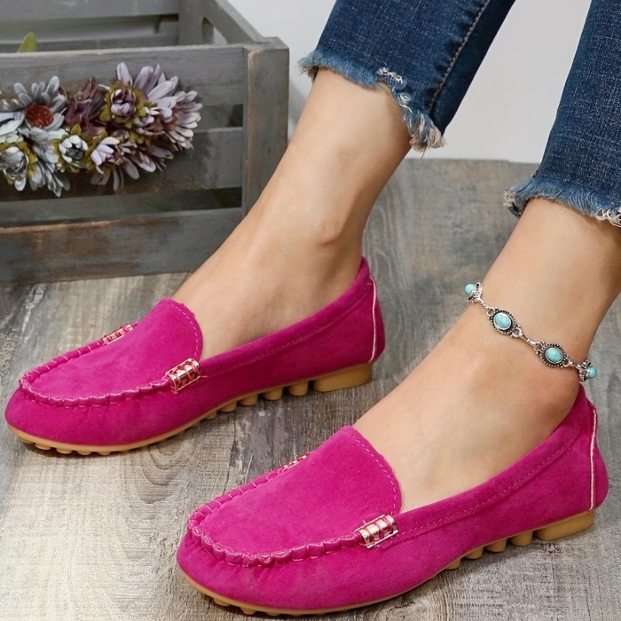 Women's Comfy Flat Shoes, Fashion Slip On Soft Sole Non Slip Shoes, Casual Walking & Driving Loafers