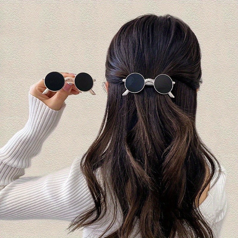 2pcs Funny Sunglasses Hair Clip Female Side Back Head Clip Headgear Cute Hair Accessory
