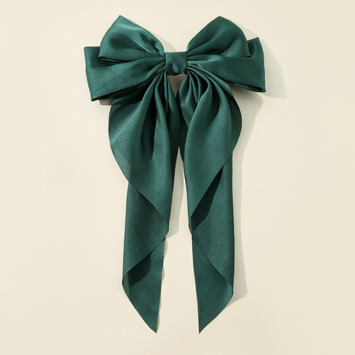 Large Silky Hair Bows For Women Girls With Ribbon Long Hair Barrettes Big Hair Bow For Women And Girls Bowknot Hair Clips