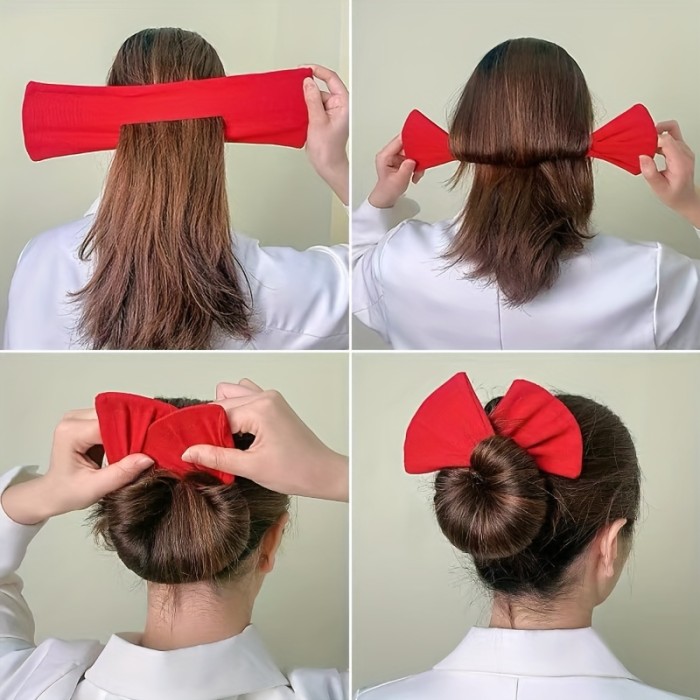 1\u002F2pcs Bowknot Design Hair Bun Maker Bohemia Style Hair Tie French Hair Curler Headband Hair Styling Accessory