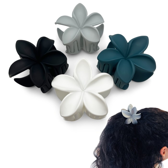 4pcs Nonslip Matte Flower Hair Clips For Women Thick Hair To Thin Hair Styling Accessories Neutral Claw Clips Cute Claw Clips For Women Girls