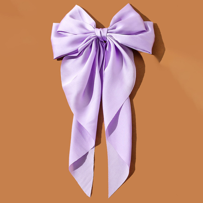 Large Silky Hair Bows For Women Girls With Ribbon Long Hair Barrettes Big Hair Bow For Women And Girls Bowknot Hair Clips