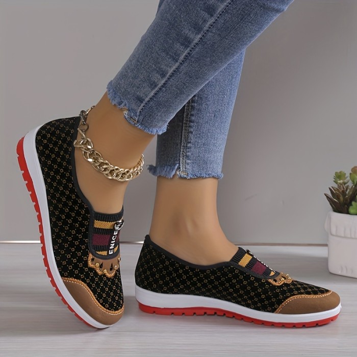 Women's Wedge Colorblock Loafers, Soft Sole Lightweight Breathable Slip On Walking Shoes, Women's Footwear