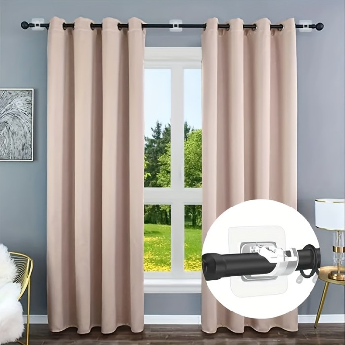 Self Adhesive Curtain Rod Holders Nail Free Adjustable Curtain Rod Hooks Curtain Hangers For Bathroom Kitchen Bathroom Hotel