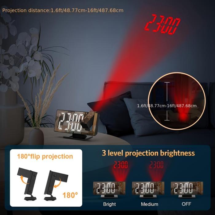 1pc Multifunctional Digital Alarm Clock with Large LED Screen for Bedroom - Projects Time and Alarm with Ease