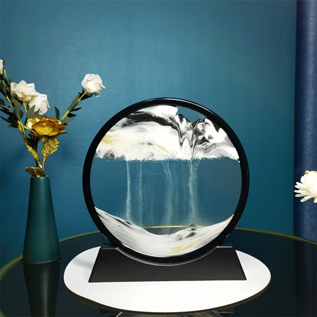 3D Deep Sea Sandscape In Motion Display Flowing Sand Frame Relaxing Desktop Home Office Work Decor,Christmas Gift
