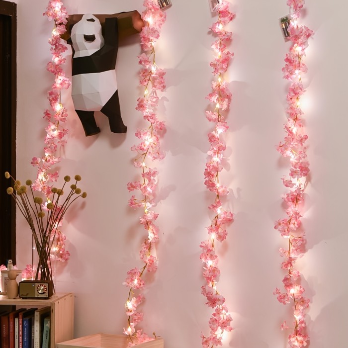 1 Roll, LED Cherry Blossom Lamp String Yard Light New Year Decorations, NOT INCLUDED BATTERIES (1pc 6.56ft 20 Led), Mother's Day Gift, Mother's Day Decor