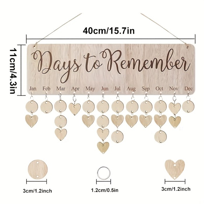 1pc DIY Wooden Family Birthday Board Hanging Sign Pendant, Calendar Wall-mounted Birthday Reminder Sign With 100 Wooden Labels, Great Gift For Mom Grandma, Hanging Sign For Birthday Decoration