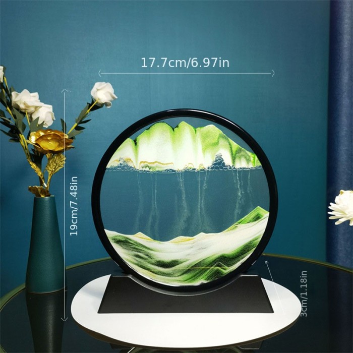 3D Deep Sea Sandscape In Motion Display Flowing Sand Frame Relaxing Desktop Home Office Work Decor,Christmas Gift