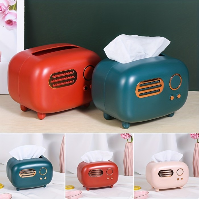 Vintage Retro Rectangular Tissue Box Holder - Add a Pop of Color to Your Home or Office with This Unique Storage Box!