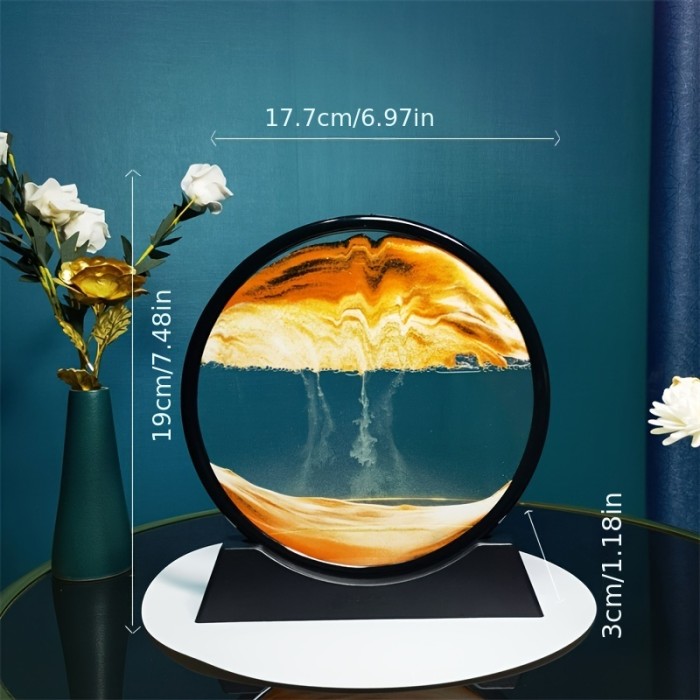 3D Deep Sea Sandscape In Motion Display Flowing Sand Frame Relaxing Desktop Home Office Work Decor,Christmas Gift