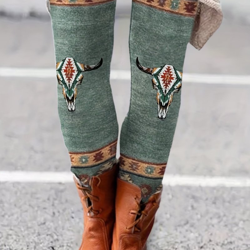Aztec Print Skinny Leggings, Casual Every Day Stretchy Leggings, Women's Clothing