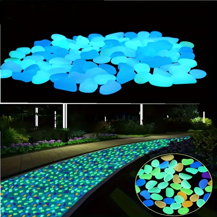 100pcs\u002Fbag, Glow-in-the-Dark Pebbles: Create A Magical Garden, Landscaping, Flower Pot (0.31*0.39inch)