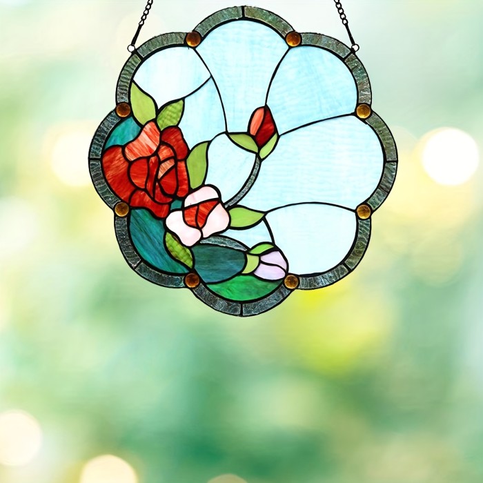 1pc Rose Flower Suncatcher - Perfect for Home, Garden, Bedroom, and Office Decor!