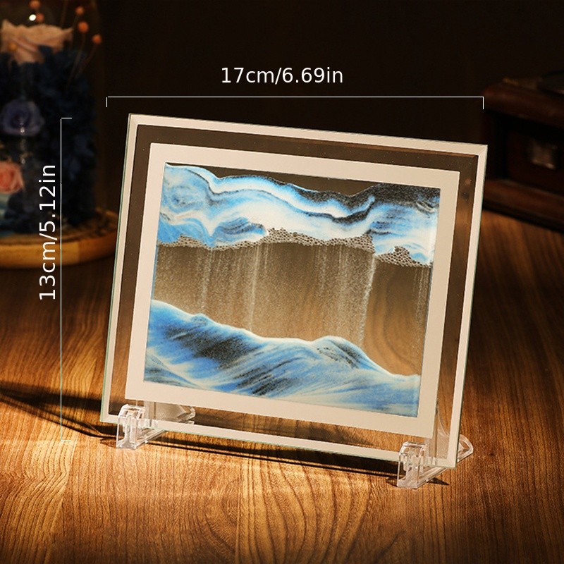3D Deep Sea Sandscape In Motion Display Flowing Sand Frame Relaxing Desktop Home Office Work Decor,Christmas Gift
