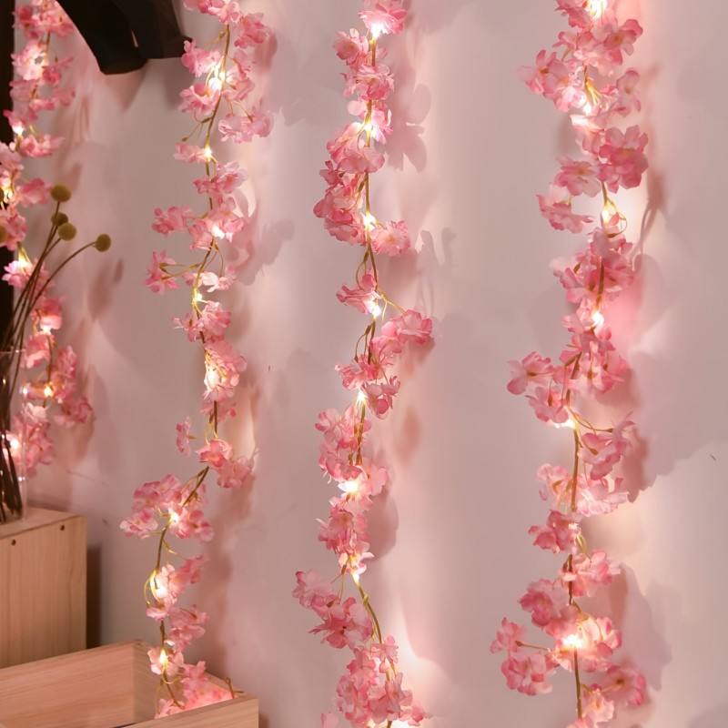 1 Roll, LED Cherry Blossom Lamp String Yard Light New Year Decorations, NOT INCLUDED BATTERIES (1pc 6.56ft 20 Led), Mother's Day Gift, Mother's Day Decor