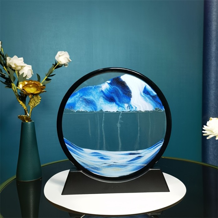 3D Deep Sea Sandscape In Motion Display Flowing Sand Frame Relaxing Desktop Home Office Work Decor,Christmas Gift